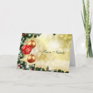 Cartes Pour Fêtes Annuelles Noël d'Italie - rouge, boules d'or, flocons de nei