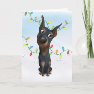 Cartes Pour Fêtes Annuelles Noël DOB1 de dobermann (noir et Tan)