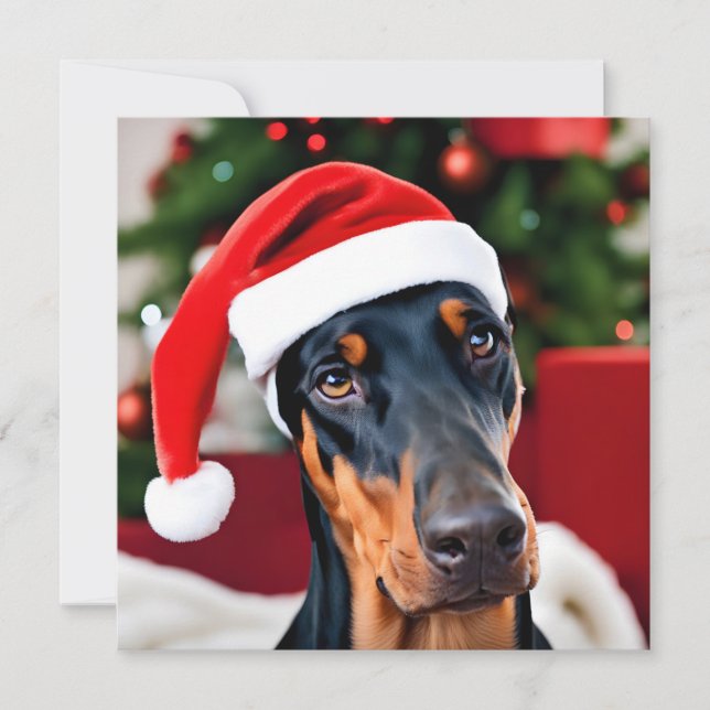 Cartes Pour Fêtes Annuelles Noël Doberman (Devant)