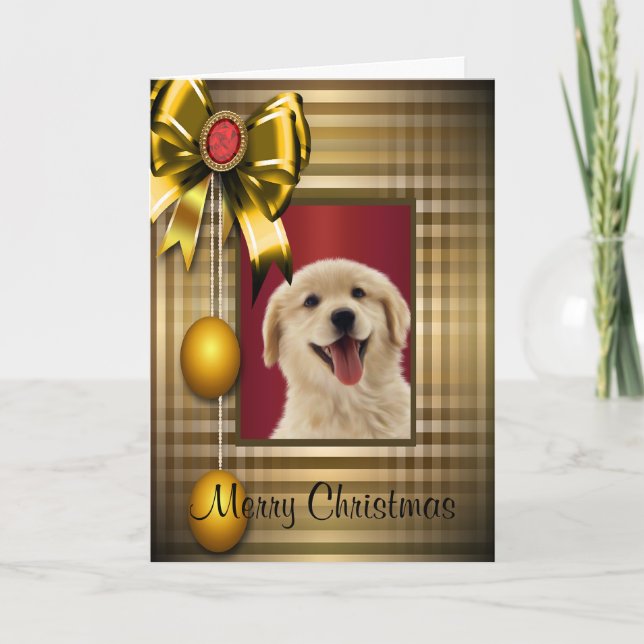 Cartes Pour Fêtes Annuelles Noël d'or de Labrador Retiever (Devant)