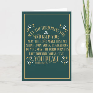 Cartes Pour Fêtes Annuelles Noel d'or numéros de bénédiction 6:24-26 Vert