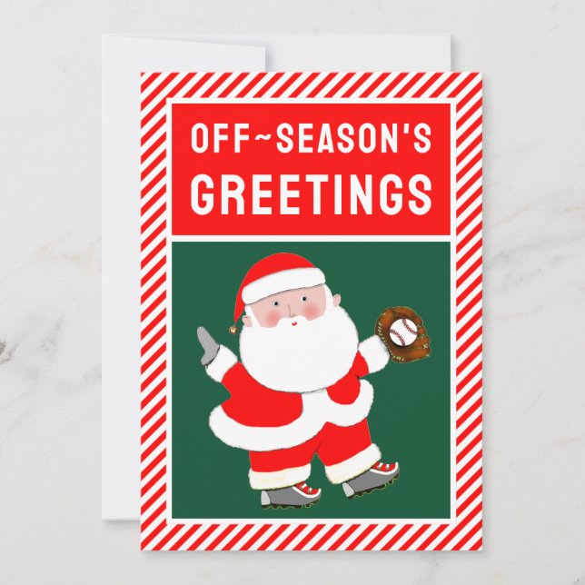Cartes Pour Fêtes Annuelles Noël drôle de baseball (Devant)