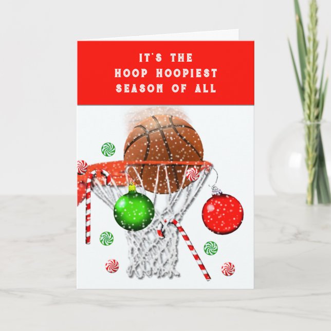 Cartes Pour Fêtes Annuelles Noël drôle de basket-ball (Devant)
