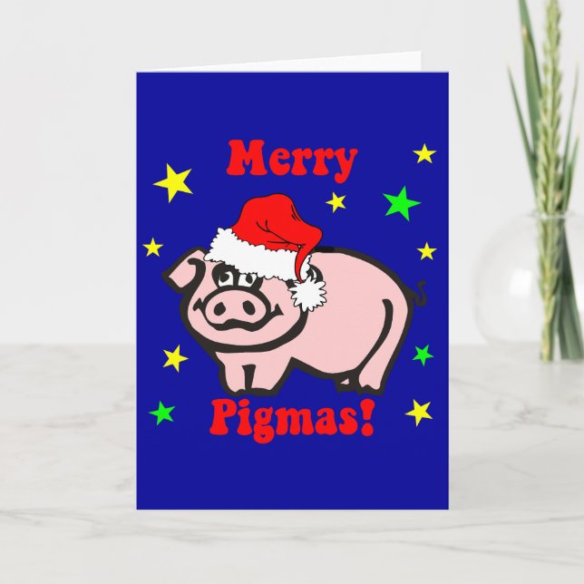 Cartes Pour Fêtes Annuelles Noël drôle de porc (Devant)