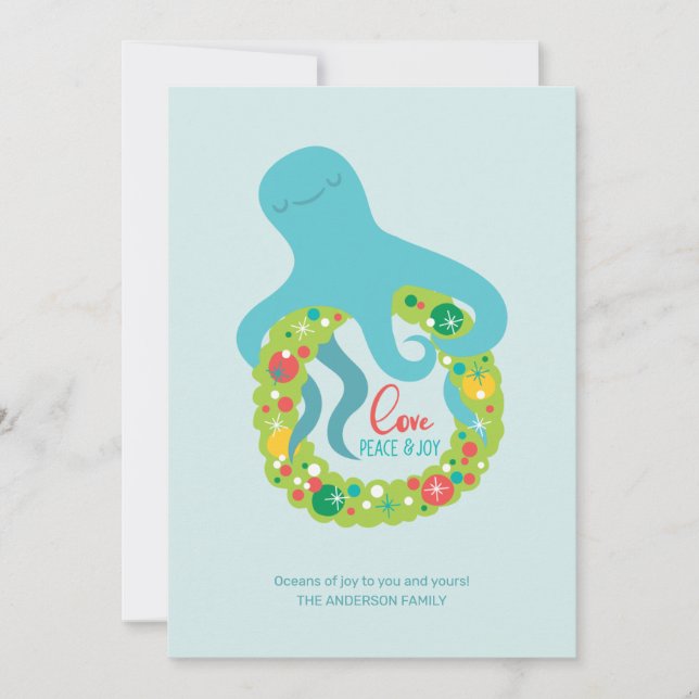 Cartes Pour Fêtes Annuelles Noël drôle de poulpe (Devant)