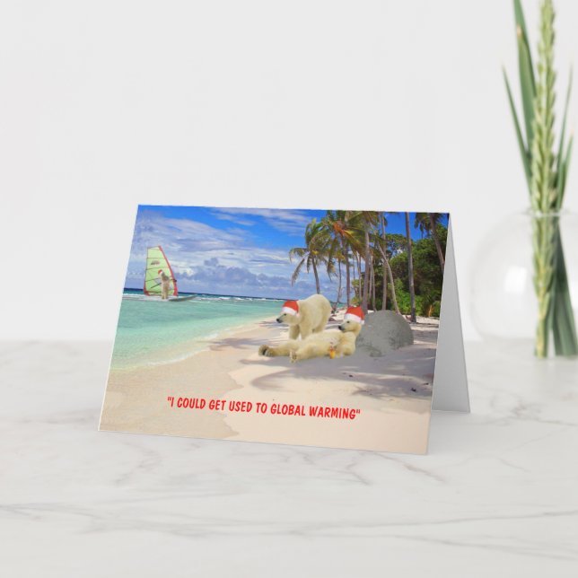 Cartes Pour Fêtes Annuelles Noël drôle d'ours blanc (Devant)