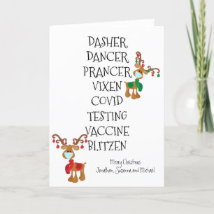 Cartes Pour Fêtes Annuelles Noël Drôle Noms des rennes Vaccin Convid 2021