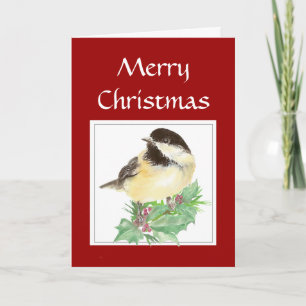 Cartes Pour Fêtes Annuelles Noël drôle "périodes sont" oiseau dur de Chickadee