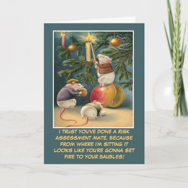 Cartes Pour Fêtes Annuelles Noël drôle santé et sécurité (Devant)
