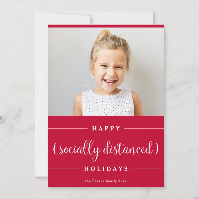 Cartes Pour Fêtes Annuelles Noël Drôle Social | Photo rouge (Devant)