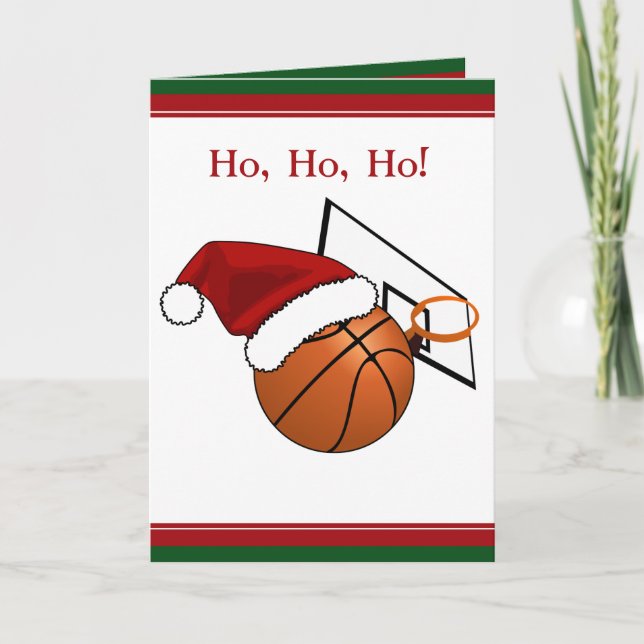 Cartes Pour Fêtes Annuelles Noël du basket-ball et du cerceau (Devant)