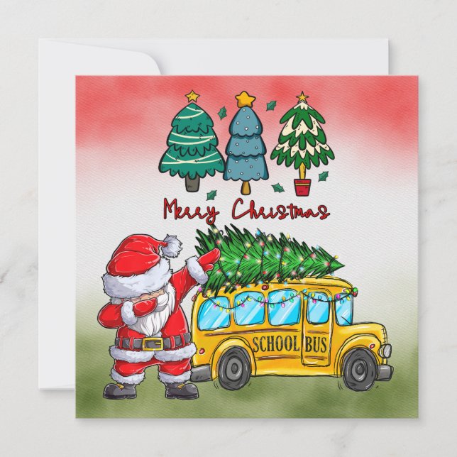 Cartes Pour Fêtes Annuelles Noël du bus scolaire pour chauffeur (Devant)