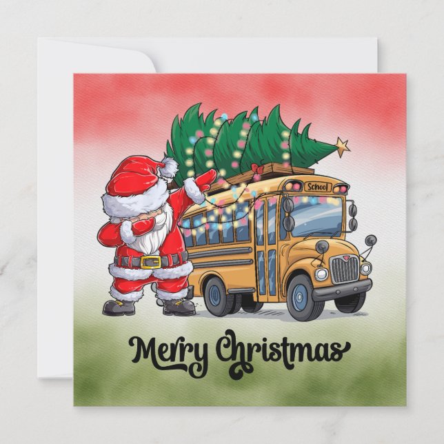 Cartes Pour Fêtes Annuelles Noël du bus scolaire pour chauffeur (Devant)