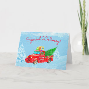 Cartes Pour Fêtes Annuelles Noël du camion pick-up de Père Noël de la
