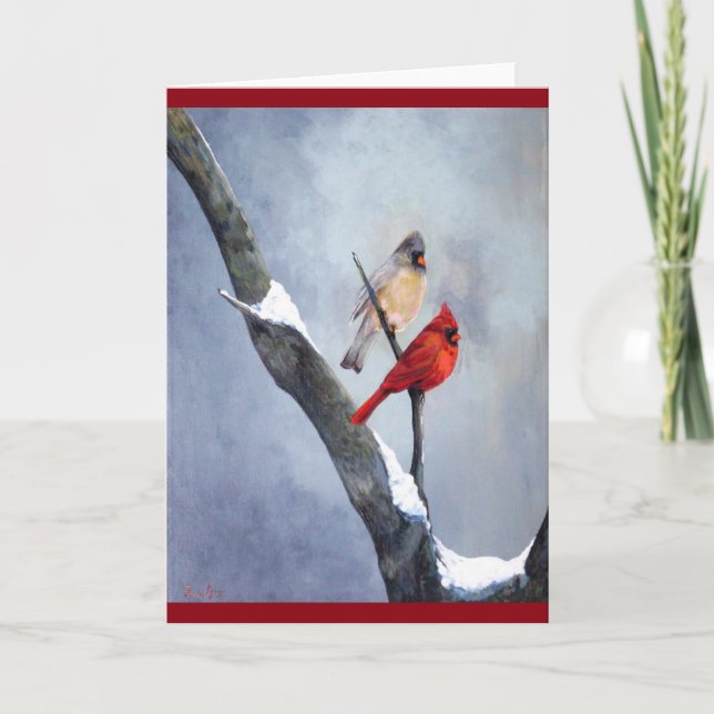 Cartes Pour Fêtes Annuelles Noël du cardinal d'hiver (Devant)