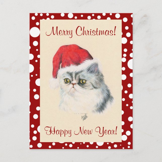 Cartes Pour Fêtes Annuelles Noël du chat (Devant)