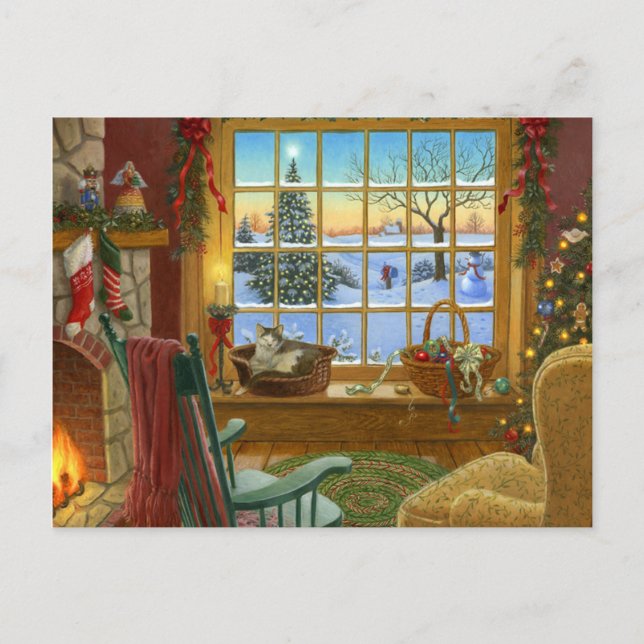 Cartes Pour Fêtes Annuelles Noël du chat cosy (Devant)