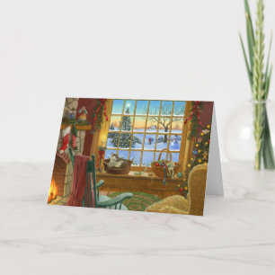 Cartes Pour Fêtes Annuelles Noël du chat cosy