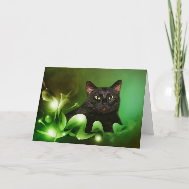 Cartes Pour Fêtes Annuelles Noël du chat noir (Devant)