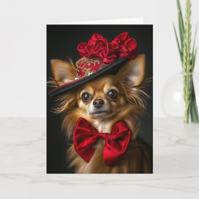 Cartes Pour Fêtes Annuelles Noël du Chihuhua victorien (Devant)