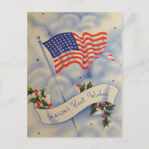 Cartes Pour Fêtes Annuelles Noël du drapeau patriotique américain Vintage