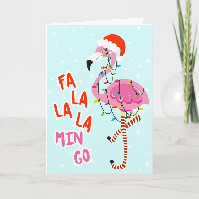 Cartes Pour Fêtes Annuelles Noël du Flamant rose drôle (Devant)