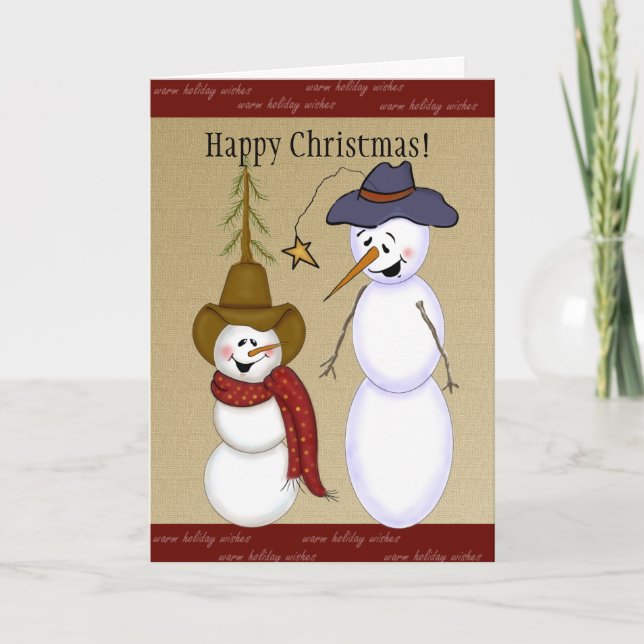 Cartes Pour Fêtes Annuelles Noël du gentil cowboy Snowman (Devant)