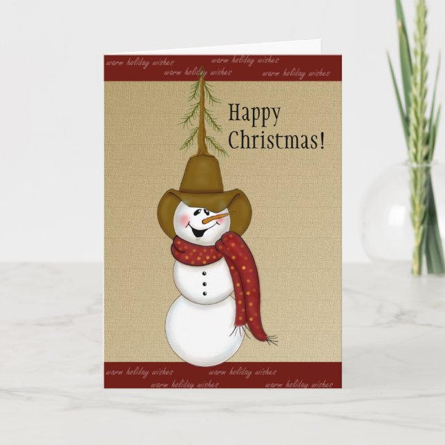 Cartes Pour Fêtes Annuelles Noël du gentil cowboy Snowman (Devant)