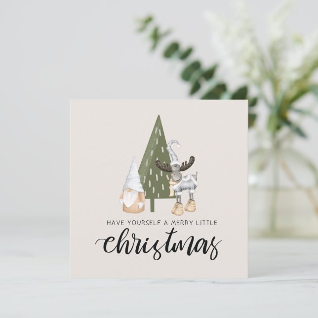 Cartes Pour Fêtes Annuelles Noël du gnome nordique mou (Debout devant)
