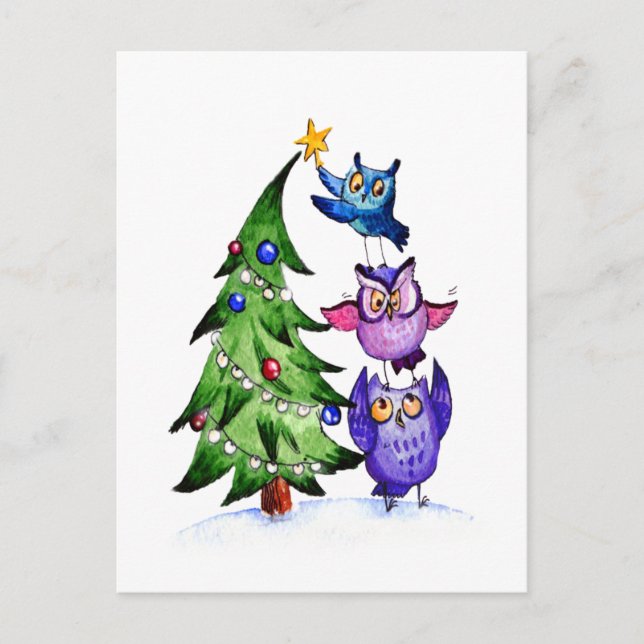 Cartes Pour Fêtes Annuelles Noël du hibou (Devant)