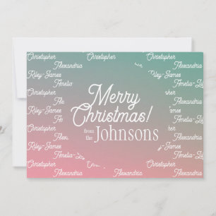 Cartes Pour Fêtes Annuelles Noël Du Nom De Famille Pink Green Ombre