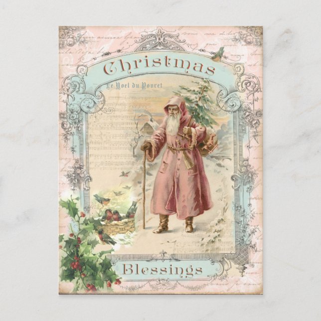 Cartes Pour Fêtes Annuelles Noël du Père Noël de l'époque victorienne (Devant)