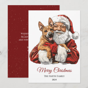Cartes Pour Fêtes Annuelles Noël du Père Noël du Chien Basenji
