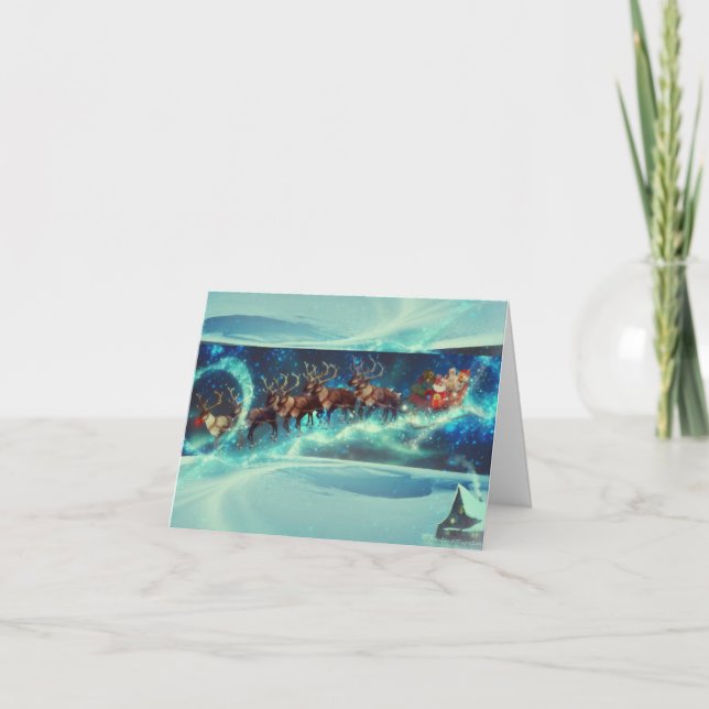 Cartes Pour Fêtes Annuelles Noël du Père Noël et du Reindeer Sleigh (Devant)