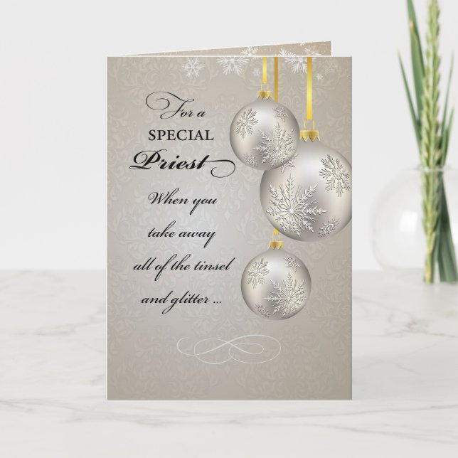 Cartes Pour Fêtes Annuelles Noël du prêtre catholique, Élégant (Devant)