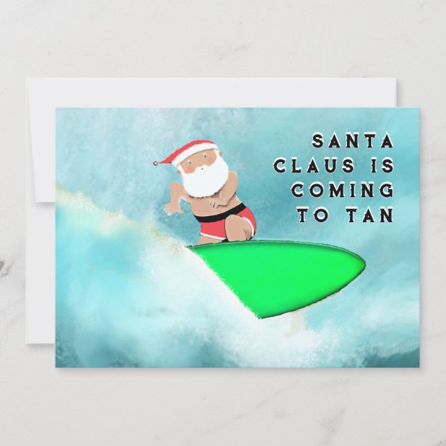 Cartes Pour Fêtes Annuelles Noël du surf de plage (Devant)