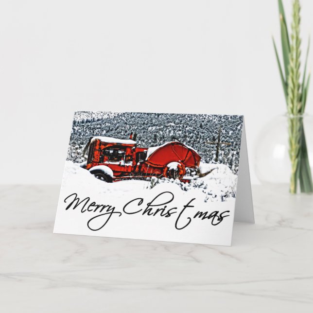 Cartes Pour Fêtes Annuelles Noël du tracteur à neige (Devant)