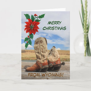 Cartes Pour Fêtes Annuelles Noël du Wyoming Western Boot
