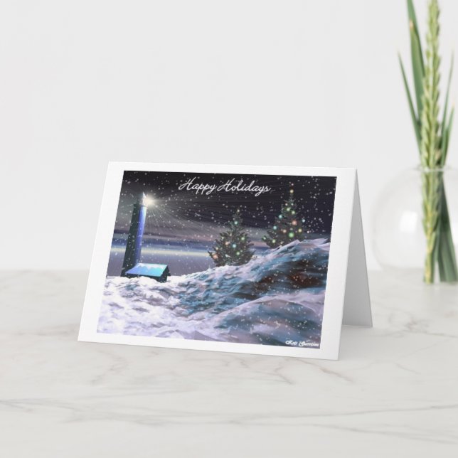 Cartes Pour Fêtes Annuelles Noël d'un phare (Devant)
