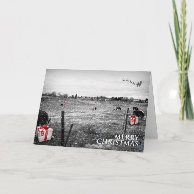 Cartes Pour Fêtes Annuelles Noël d'une vache (Devant)