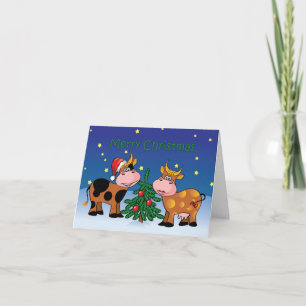 Cartes Pour Fêtes Annuelles Noël effraye l'année heureuse de MOO