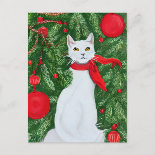 Cartes Pour Fêtes Annuelles Noël élégant de chat blanc