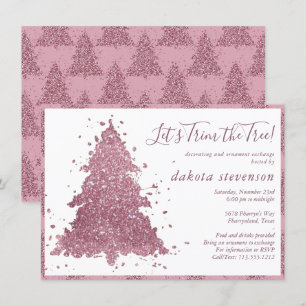 Cartes Pour Fêtes Annuelles Noël élégant Dusty Mauve Pink Tree Trimming