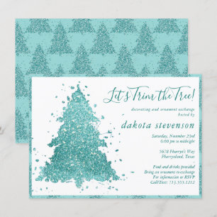 Cartes Pour Fêtes Annuelles Noël élégant Luxe Aqua Mint Tree Trim Party