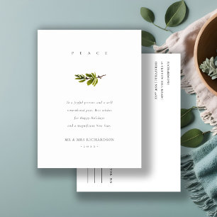 Cartes Pour Fêtes Annuelles Noël Élégant Minimaliste Branche de Pin Paix