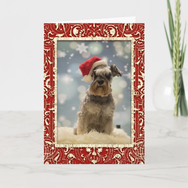 Cartes Pour Fêtes Annuelles Noël Elégant Red Golden Dog (Devant)