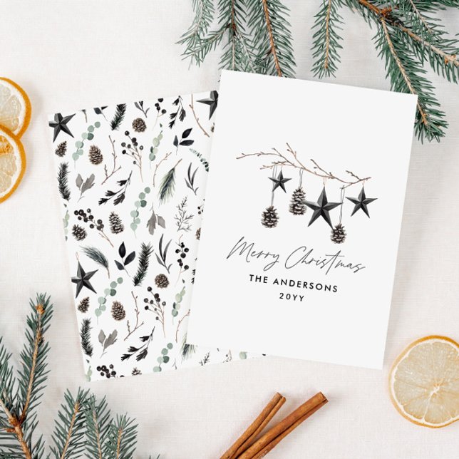 Cartes Pour Fêtes Annuelles Noël élégant scandinave moderne noir écriture scri (Créateur téléchargé)