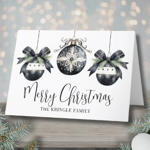Cartes Pour Fêtes Annuelles Noël Élégant Simple Noir Blanc