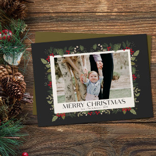 Cartes Pour Fêtes Annuelles Noël Elegant Winter Holly Botanique photo