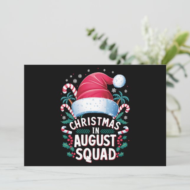 Cartes Pour Fêtes Annuelles Noël En Août Équipe Drôle D'été Noël (Debout devant)